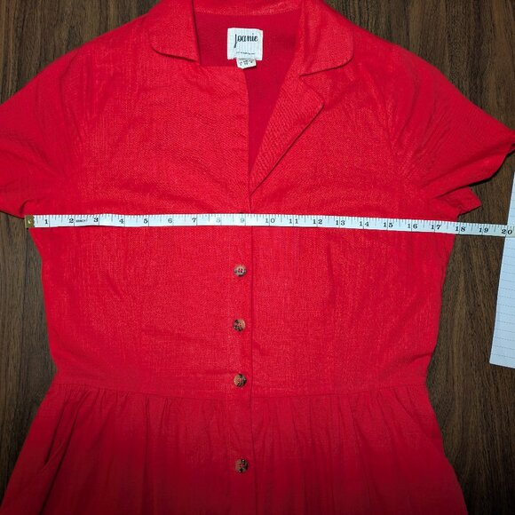 Joanie Red Santo Button-Down Tea Dress - Picture 9 of 12